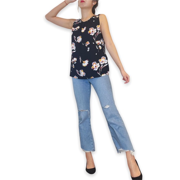 Nordstrom Halogen Floral Print Crewneck Sleeveless Blouse Size S - Picture 4 of 16